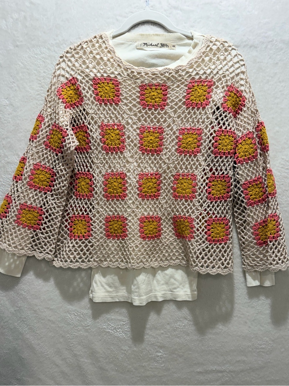 Michael Stars Charlie B Crochet Granny Square Layered Sweater Set - Picture 5 of 11